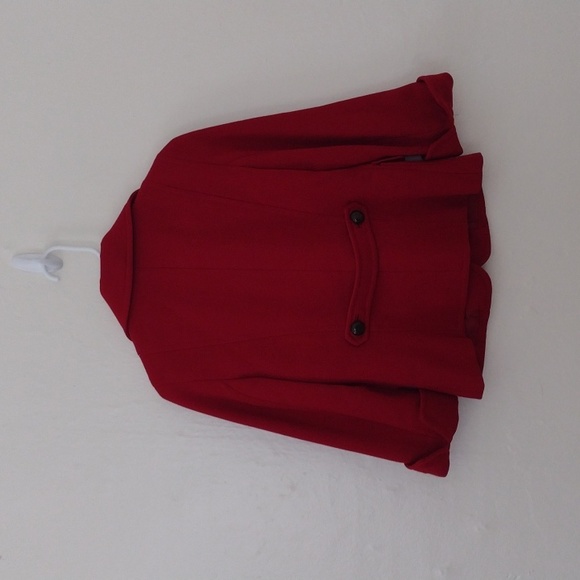 Talbots Red 3/4 Sleeve 100% Wool Short Jacket Size 4p - Picture 6 of 13